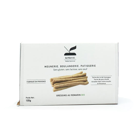 Gressins au romarin, bio, sans gluten, sans lactose et sans oeuf